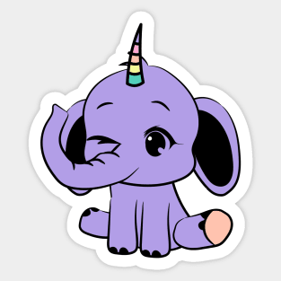 Elephanticorn, the combination of an adorable baby elephant and a unicorn Sticker